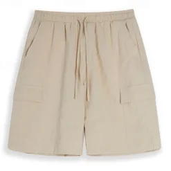 Men's Shorts Linen Shorts Summer Shorts Pocket Drawstring Elastic Waist Plain Comfort Breathable Short Casual Daily Holiday Fashion Classic Style Black White