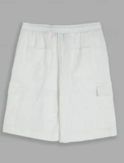 Men's Shorts Linen Shorts Summer Shorts Front Pocket Straight Leg Cargo Pocket Plain Comfort Breathable Knee Length Party Outdoor Casual Fashion Basic White Navy Blue