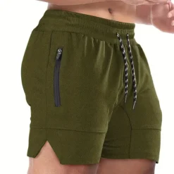 Men's Shorts Sports Going out Weekend Running Casual Drawstring Elastic Waist Plain Knee Length Gymnatics Activewear Wine Red Black Micro-elastic