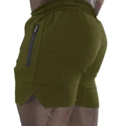 Men's Shorts Sports Going out Weekend Running Casual Drawstring Elastic Waist Plain Knee Length Gymnatics Activewear Wine Red Black Micro-elastic