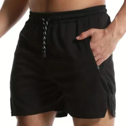 Men's Shorts Sports Going out Weekend Running Casual Drawstring Elastic Waist Plain Knee Length Gymnatics Activewear Wine Red Black Micro-elastic