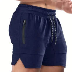 Men's Shorts Sports Going out Weekend Running Casual Drawstring Elastic Waist Plain Knee Length Gymnatics Activewear Wine Red Black Micro-elastic