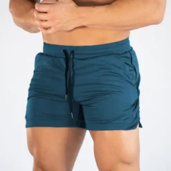 Men's Shorts Sports Going out Weekend Running Casual Drawstring Elastic Waist Plain Knee Length Gymnatics Activewear Lake blue Wine Red Micro-elastic