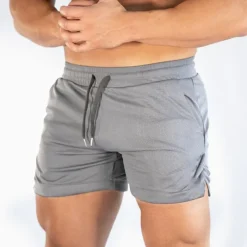 Men's Shorts Sports Going out Weekend Running Casual Drawstring Elastic Waist Plain Knee Length Gymnatics Activewear Lake blue Wine Red Micro-elastic