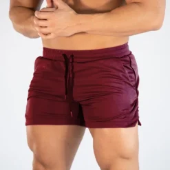 Men's Shorts Sports Going out Weekend Running Casual Drawstring Elastic Waist Plain Knee Length Gymnatics Activewear Lake blue Wine Red Micro-elastic