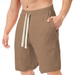 Men's Shorts Summer Shorts Casual Shorts Pocket Drawstring Plain Comfort Breathable Knee Length Outdoor Vacation Sport Casual Black White