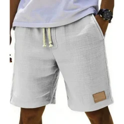 Men's Shorts Summer Shorts Beach Shorts Pocket Elastic Waist Drawstring Plain Comfort Breathable Short Vacation Holiday Beach Hawaiian Boho Black White