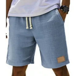 Men's Shorts Summer Shorts Beach Shorts Pocket Elastic Waist Drawstring Plain Comfort Breathable Short Vacation Holiday Beach Hawaiian Boho Black White
