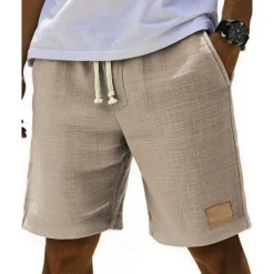 Men's Shorts Summer Shorts Beach Shorts Pocket Elastic Waist Drawstring Plain Comfort Breathable Short Vacation Holiday Beach Hawaiian Boho Black White
