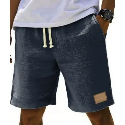 Men's Shorts Summer Shorts Beach Shorts Pocket Elastic Waist Drawstring Plain Comfort Breathable Short Vacation Holiday Beach Hawaiian Boho Black White