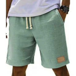 Men's Shorts Summer Shorts Beach Shorts Pocket Elastic Waist Drawstring Plain Comfort Breathable Short Vacation Holiday Beach Hawaiian Boho Black White