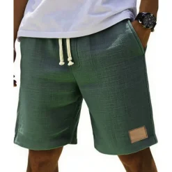 Men's Shorts Summer Shorts Beach Shorts Pocket Elastic Waist Drawstring Plain Comfort Breathable Short Vacation Holiday Beach Hawaiian Boho Black White