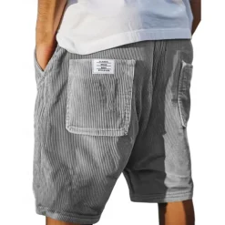 Men's Shorts Summer Shorts Casual Shorts Corduroy Shorts Pocket Drawstring Elastic Waist Plain Comfort Breathable Short Outdoor Vacation Sport Casual Black White