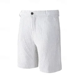 Men's Shorts Work Shorts Casual Shorts Golf Shorts Buttons Pocket Stripe Comfort Knee Length Sports Outdoor Daily Going out Fashion Casual Black White Micro-elastic