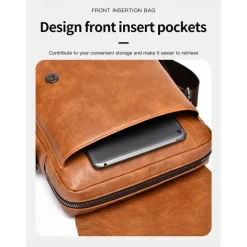 Men's Shoulder Bag Messenger Bag Crossbody Bag Shoulder Bags PU Leather Office Casual Casual Daily Zipper Multiple pockets Large Capacity Waterproof Durable Solid Color Color rubbing Black Brown