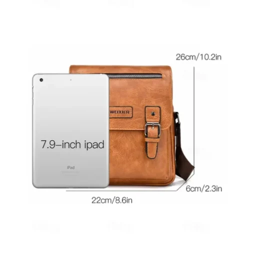 Men's Shoulder Bag Messenger Bag Crossbody Bag Shoulder Bags PU Leather Office Casual Casual Daily Zipper Multiple pockets Large Capacity Waterproof Durable Solid Color Color rubbing Black Brown