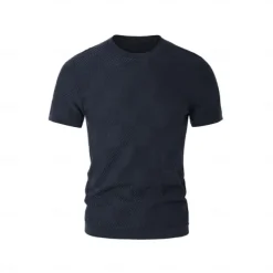 Men's Silk Linen Cotton T Shirt Checkerboard Crew Neck School Training Short Sleeve Crewneck Knitting Clothing Apparel Knitwear Vacation Vintage Neutral