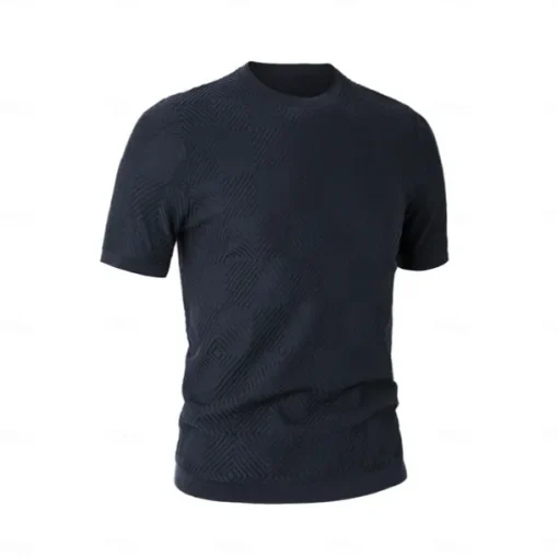 Men's Silk Linen Cotton T Shirt Checkerboard Crew Neck School Training Short Sleeve Crewneck Knitting Clothing Apparel Knitwear Vacation Vintage Neutral