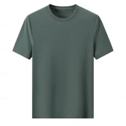 Men's Silk Cotton Blend Antibacterial UV Protection T Shirt Crew Neck School Training Short Sleeve Crewneck Clothing Apparel Knitwear Vacation Vintage Neutral