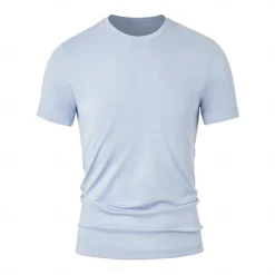 Men's Silk Cotton Blend Antibacterial UV Protection T Shirt Crew Neck School Training Short Sleeve Crewneck Clothing Apparel Knitwear Vacation Vintage Neutral