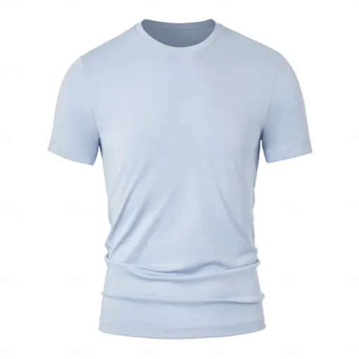 Men's Silk Cotton Blend Antibacterial UV Protection T Shirt Crew Neck School Training Short Sleeve Crewneck Clothing Apparel Knitwear Vacation Vintage Neutral
