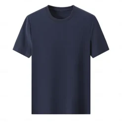 Men's Silk Cotton Blend Antibacterial UV Protection T Shirt Crew Neck School Training Short Sleeve Crewneck Clothing Apparel Knitwear Vacation Vintage Neutral