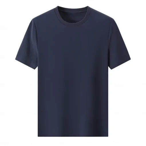 Men's Silk Cotton Blend Antibacterial UV Protection T Shirt Crew Neck School Training Short Sleeve Crewneck Clothing Apparel Knitwear Vacation Vintage Neutral