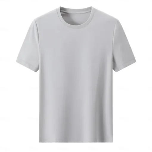 Men's Silk Cotton Blend Antibacterial UV Protection T Shirt Crew Neck School Training Short Sleeve Crewneck Clothing Apparel Knitwear Vacation Vintage Neutral