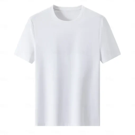 Men's Silk Cotton Blend Antibacterial UV Protection T Shirt Crew Neck School Training Short Sleeve Crewneck Clothing Apparel Knitwear Vacation Vintage Neutral