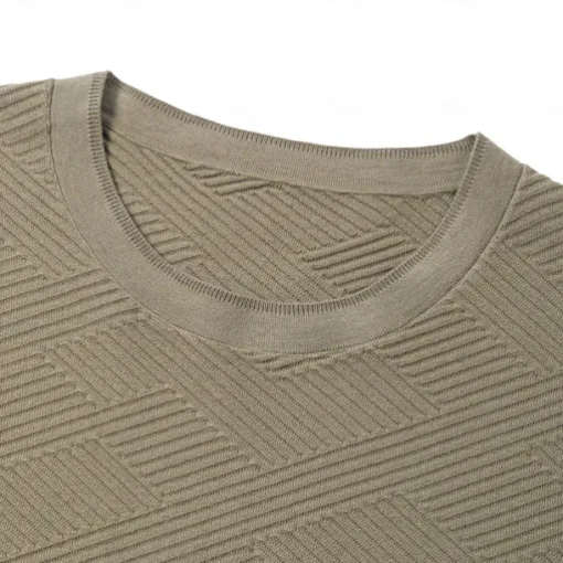 Men's Silk Linen Cotton Crew Neck Knit T Shirt School Training Twisted Clothing Apparel Knitwear Vacation Vintage Neutral