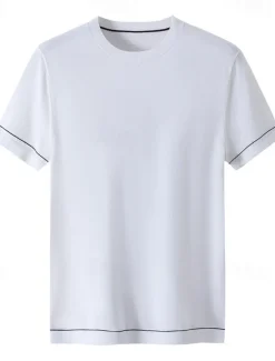 Men's Silk Linen Cotton T Shirt Short Sleeve Crew Neck Summer Solid Color Daily Casual Daily Leisure Color Block Vacation Causal Casual Dark Gray Black White Top Tee for Men