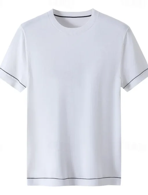 Men's Silk Linen Cotton T Shirt Short Sleeve Crew Neck Summer Solid Color Daily Casual Daily Leisure Color Block Vacation Causal Casual Dark Gray Black White Top Tee for Men