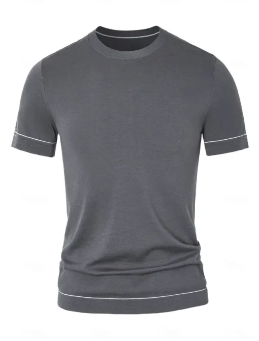 Men's Silk Linen Cotton T Shirt Short Sleeve Crew Neck Summer Solid Color Daily Casual Daily Leisure Color Block Vacation Causal Casual Dark Gray Black White Top Tee for Men