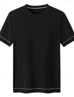 Men's Silk Linen Cotton T Shirt Short Sleeve Crew Neck Summer Solid Color Daily Casual Daily Leisure Color Block Vacation Causal Casual Dark Gray Black White Top Tee for Men