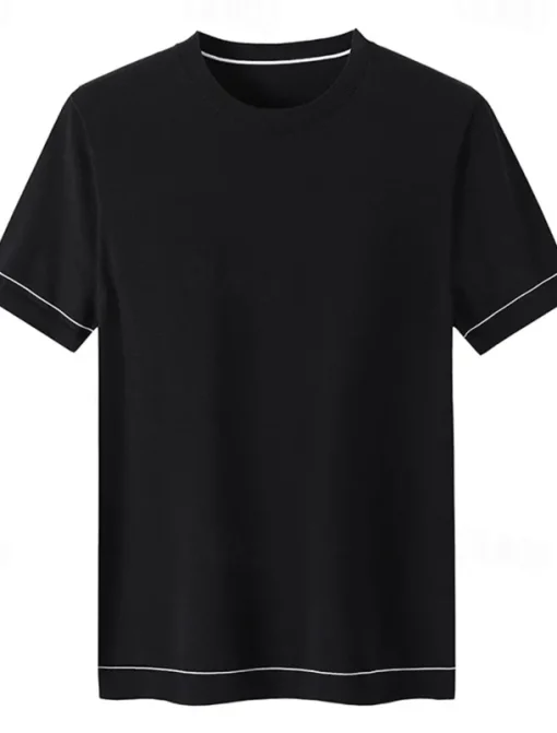 Men's Silk Linen Cotton T Shirt Short Sleeve Crew Neck Summer Solid Color Daily Casual Daily Leisure Color Block Vacation Causal Casual Dark Gray Black White Top Tee for Men