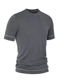 Men's Silk Linen Cotton T Shirt Short Sleeve Crew Neck Summer Solid Color Daily Casual Daily Leisure Color Block Vacation Causal Casual Dark Gray Black White Top Tee for Men