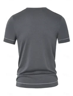 Men's Silk Linen Cotton T Shirt Short Sleeve Crew Neck Summer Solid Color Daily Casual Daily Leisure Color Block Vacation Causal Casual Dark Gray Black White Top Tee for Men