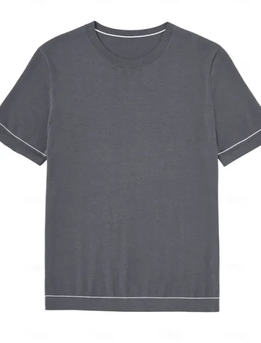 Men's Silk Linen Cotton T Shirt Short Sleeve Crew Neck Summer Solid Color Daily Casual Daily Leisure Color Block Vacation Causal Casual Dark Gray Black White Top Tee for Men
