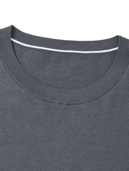 Men's Silk Linen Cotton T Shirt Short Sleeve Crew Neck Summer Solid Color Daily Casual Daily Leisure Color Block Vacation Causal Casual Dark Gray Black White Top Tee for Men