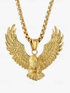 Men's Silver Eagle Pendant Necklace – Bold and Detailed Symbolic Jewelry for Strength and Freedom