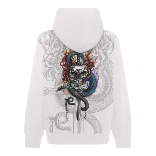 Men's Skeleton Snake Hoodie Hoodies Sweatshirt Punk Gothic Long Sleeve Hooded Party Holiday Streetwear Black White Print Front Pocket Spring & Fall Designer