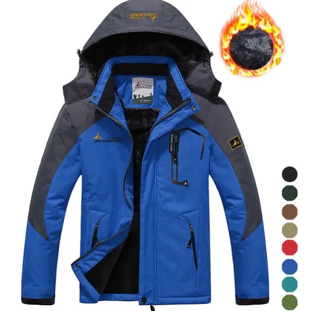 Men's Ski Jacket Gorpcore Softshell Fleece Jacket Waterproof Rain Jacket Winter Outdoor Thermal Warm Windproof Windbreaker Trench Coat Top Outerwear Skiing Camping Hiking Casual Denim Blue Red Green