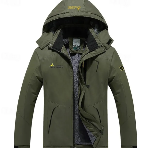 Men's Ski Jacket Gorpcore Softshell Fleece Jacket Waterproof Rain Jacket Winter Outdoor Thermal Warm Windproof Windbreaker Trench Coat Top Outerwear Skiing Camping Hiking Casual Denim Blue Red Green