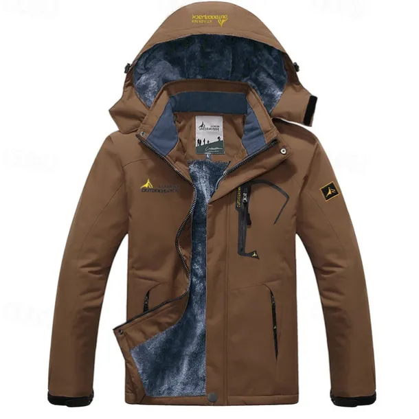 Men's Ski Jacket Gorpcore Softshell Fleece Jacket Waterproof Rain Jacket Winter Outdoor Thermal Warm Windproof Windbreaker Trench Coat Top Outerwear Skiing Camping Hiking Casual Denim Blue Red Green