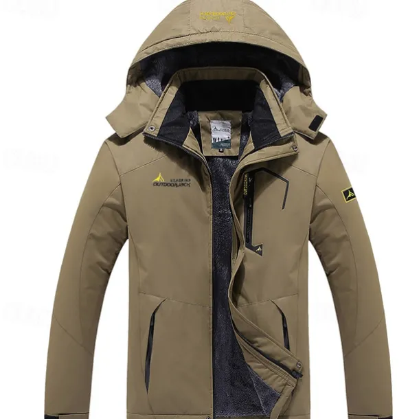 Men's Ski Jacket Gorpcore Softshell Fleece Jacket Waterproof Rain Jacket Winter Outdoor Thermal Warm Windproof Windbreaker Trench Coat Top Outerwear Skiing Camping Hiking Casual Denim Blue Red Green