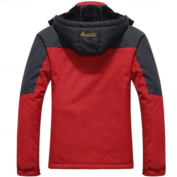 Men's Ski Jacket Gorpcore Softshell Fleece Jacket Waterproof Rain Jacket Winter Outdoor Thermal Warm Windproof Windbreaker Trench Coat Top Outerwear Skiing Camping Hiking Casual Denim Blue Red Green