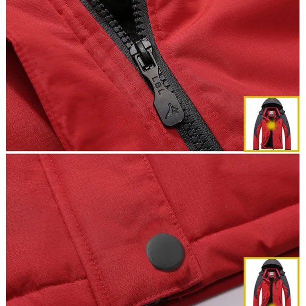 Men's Ski Jacket Gorpcore Softshell Fleece Jacket Waterproof Rain Jacket Winter Outdoor Thermal Warm Windproof Windbreaker Trench Coat Top Outerwear Skiing Camping Hiking Casual Denim Blue Red Green