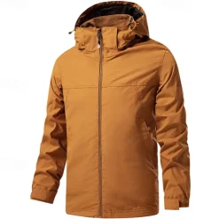Men's Ski Jacket Outdoor Waterproof Windproof Hoodie Snow Coat Ski Coat Traveling Black Orange Khaki Dark Blue