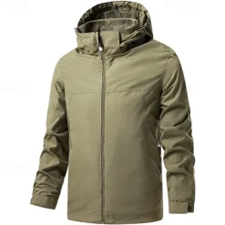 Men's Ski Jacket Outdoor Waterproof Windproof Hoodie Snow Coat Ski Coat Traveling Black Orange Khaki Dark Blue