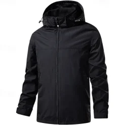 Men's Ski Jacket Outdoor Waterproof Windproof Hoodie Snow Coat Ski Coat Traveling Black Orange Khaki Dark Blue